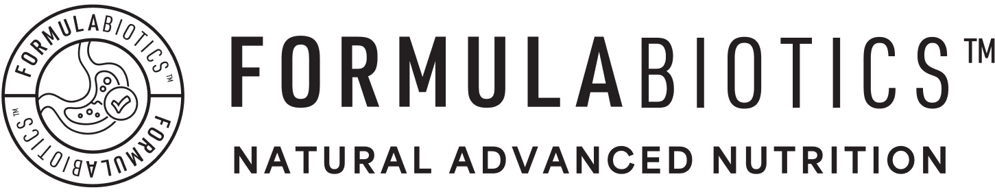 Formulabiotics logo with text 'Natural Advanced Nutrition' on a white background